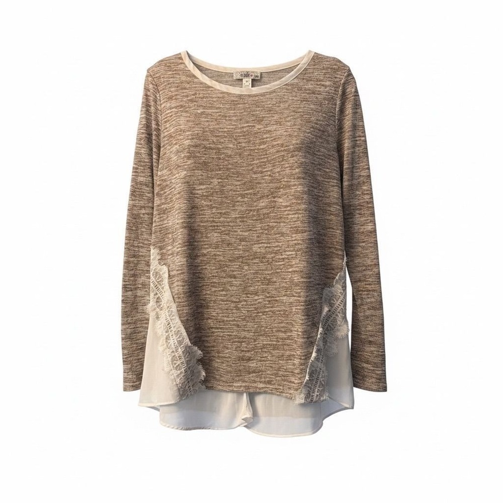 14 Deb brown marled tee with lace sz 1X